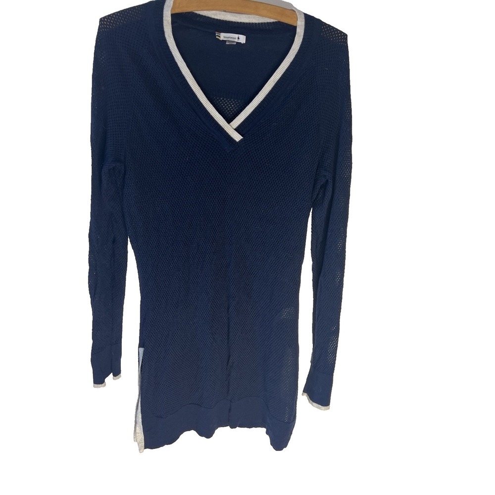Smartwool‎ Ripple Creek Tunic Sweater Women M Blue Merino Wool Blend Classic